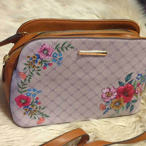 *new without tags* NWOT Steve Madden Leather Cross Body Satchel Floral Purse - Picture 4 of 10